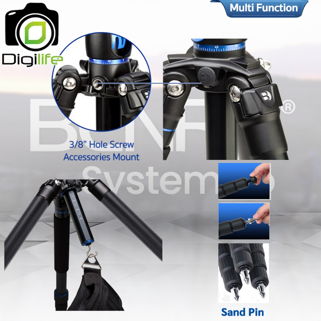 Benro Tripod GA168T B1 ขาตั้งกล้อง อเนกประสงค์ Monopod, Top View, กางราบ, กลับหัว / Digilife Thailand