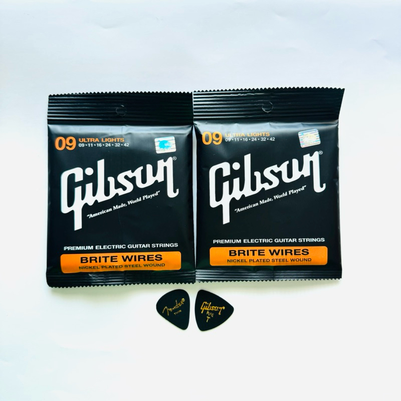 สายกีตาร์ไฟฟ้าGibson เบอร์09/42 (เซ็ต 2 ชุด) แถมปิ๊กกีตาร์อีก2ชิ้น สินค้าคุณภาพ เสียงดี ดังกังวาน นุ่มมือ🚚พร้อมจัดส่ง
