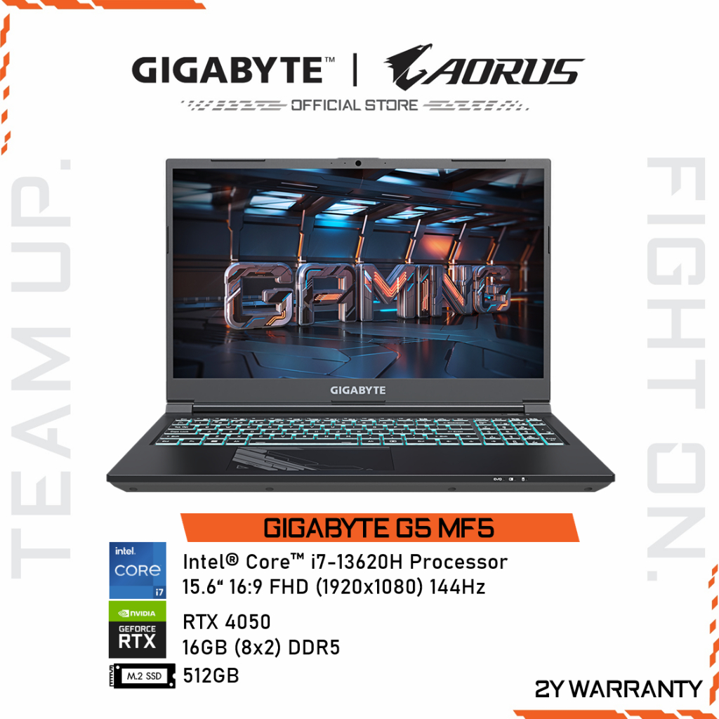 GIGABYTE G5 MF5-H2TH353KH Gaming Notebook 15.6" | Intel Core i7-13620H | RTX4050 | RAM 16GB | SSD 512 GB | ONSITE 2 Year
