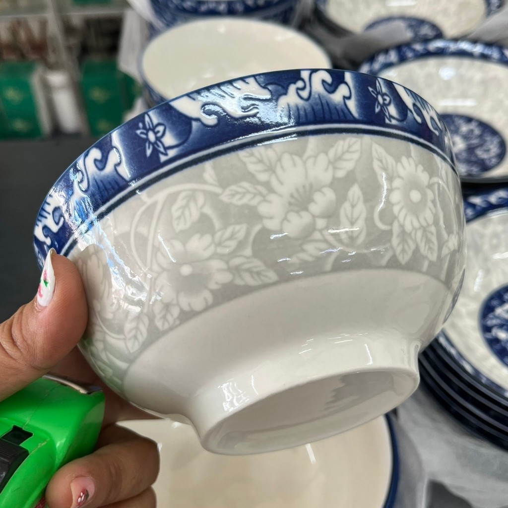 ถ้วยชาม ถ้วยลายคราม ถ้วยลายไทย ถ้วยเซรามิค ขนาด 4 และ 5 นิ้ว เข้าไมโครเวฟได้