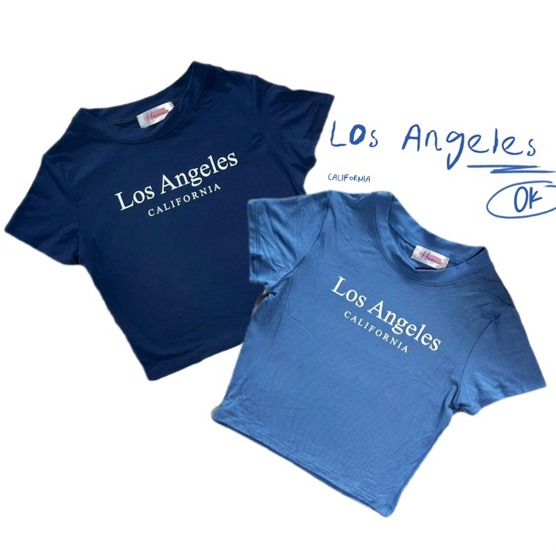 เสื้อครอป Los Angeles  สกรีนชัด เรียบๆ