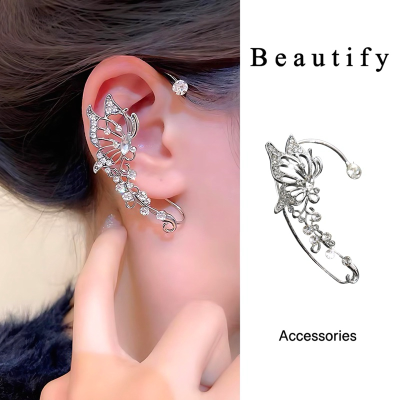𝓑𝓮𝓪𝓾𝓽𝓲𝓯𝔂 ต่างหูคล้องใบหูแบบไม่เจาะหูก็ใส่สวยๆได้ดีไซน์รูปลักษณ์ผีเสื้อโดดเด่นใส่ได้ทุกวัน
