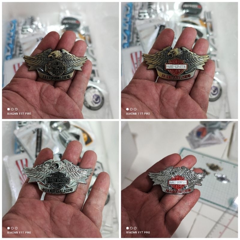 ส่งจากไทย โลโก้ HARLEY ฮาเล่ โลหะ ขนาด7.0x3.5cm ติดฝาเครื่องได้ ทนความร้อน กาวสองหน้าพร้อมติดตั้ง1อัน นกอินทรี