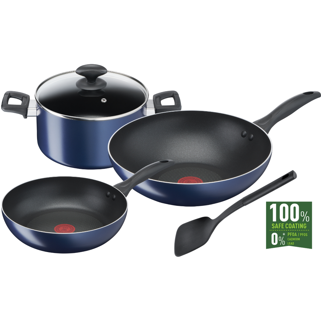 TEFAL ชุดเซ็ตหม้อกระทะ Clean Cook 5 ชิ้น กระทะ 2 ชิ้น + หม้อพร้อมฝาแก้ว + ตะหลิว รุ่น B266S595 ราคา ถูกที่สุด ดีลบีเคเค แกลเลอรีภาพที่ 2