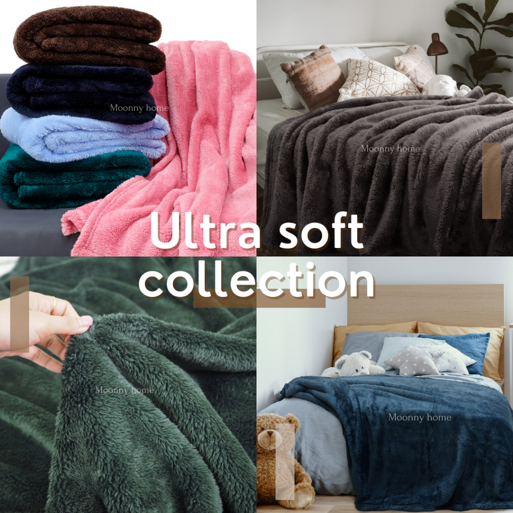 ค่าส่งถูก**Moonny ผ้าห่มสีพื้น Ultra soft ผ้าห่มขนนุ่ม 5 ฟุต ผ้ารองถ่ายสินค้า มินิมอล