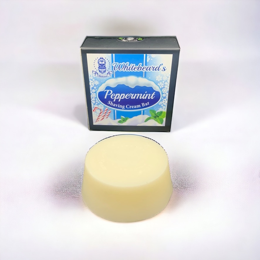 Whitebeard Men's Premium Peppermint Shaving Cream Soap Bar