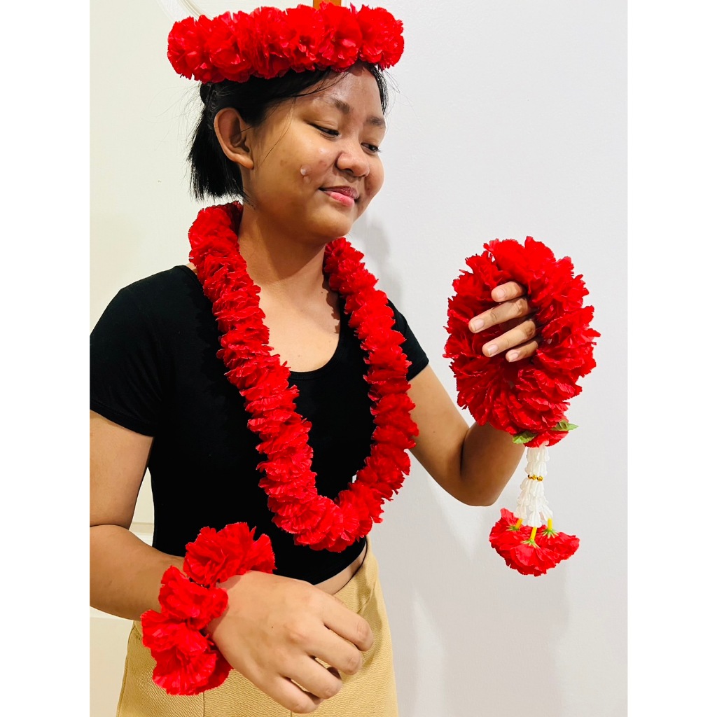 คอสตูม เจ้าเงาะ เงาะป่า วิกแอฟโฟร่ วิกเจ้าเงาะ วิกแอฟโฟร่ ผมปลอม ดอกไม้ปลอม มาลัยคอ ดอกชบา พร้อมส่งจร้า