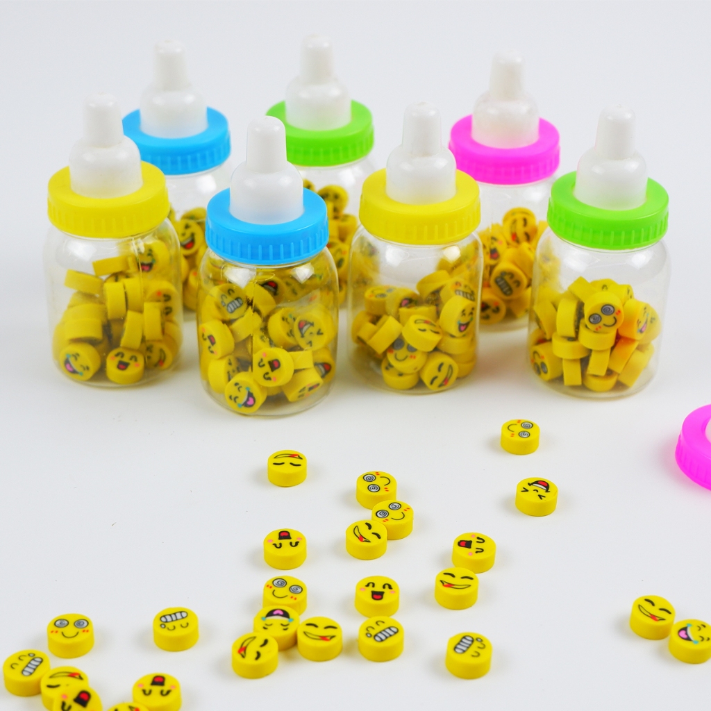 ยางลบจิ๋ว บรรจุ 25 ชิ้น (ERASER) กระปุกขวดนมลายน่ารักราคาเป็นกันเอง
