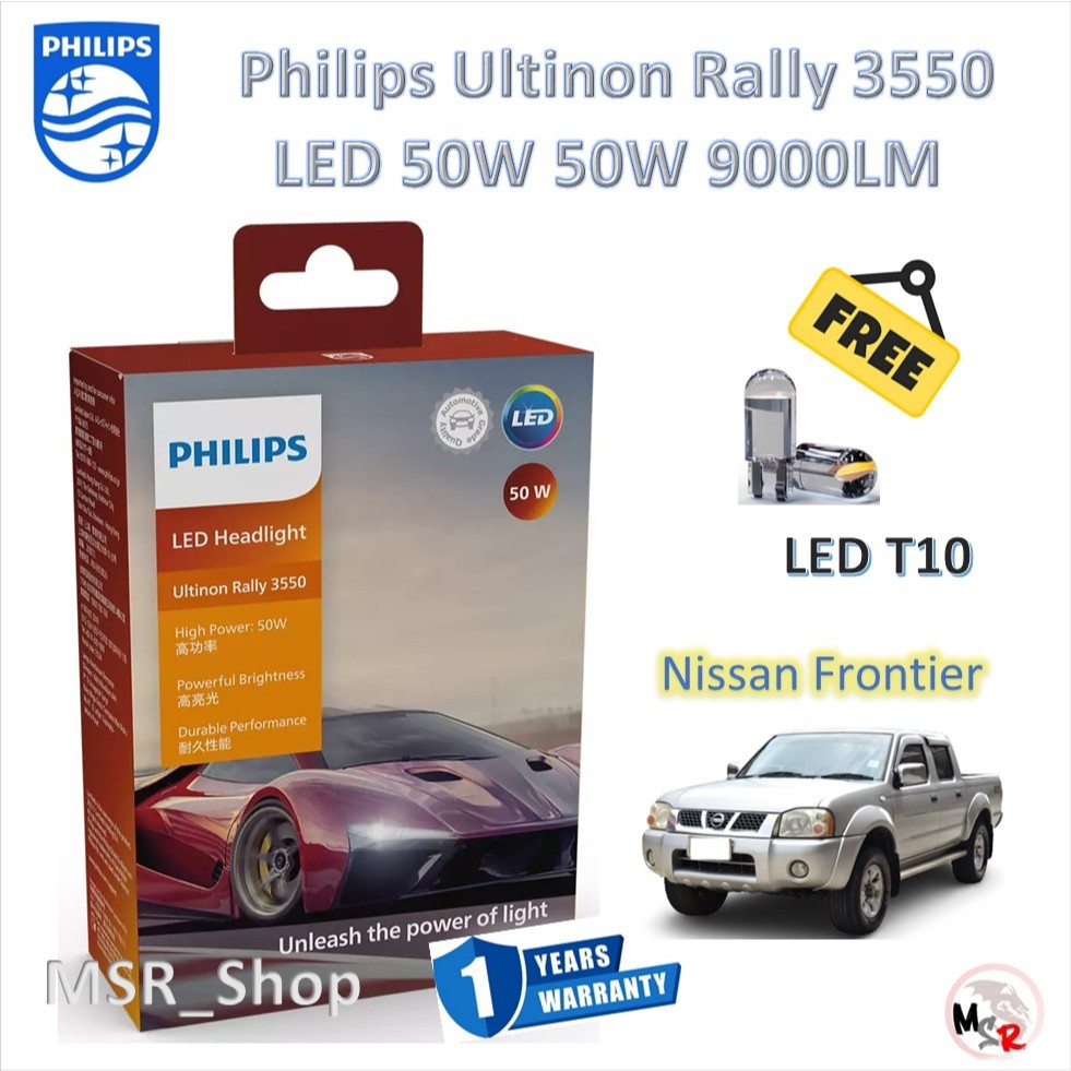 Philips หลอดไฟรถยนต์ Ultinon Rally 3550 LED 50W 8000/5200lm Nissan Frontier ประกัน 1 ปี แถม LED T10