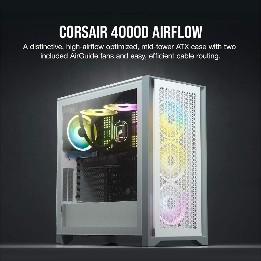 CASE (เคส) CORSAIR 4000D AIRFLOW TEMPERED GLASS (BLACK | WHITE) (E-ATX) -รับประกัน 2 ปี