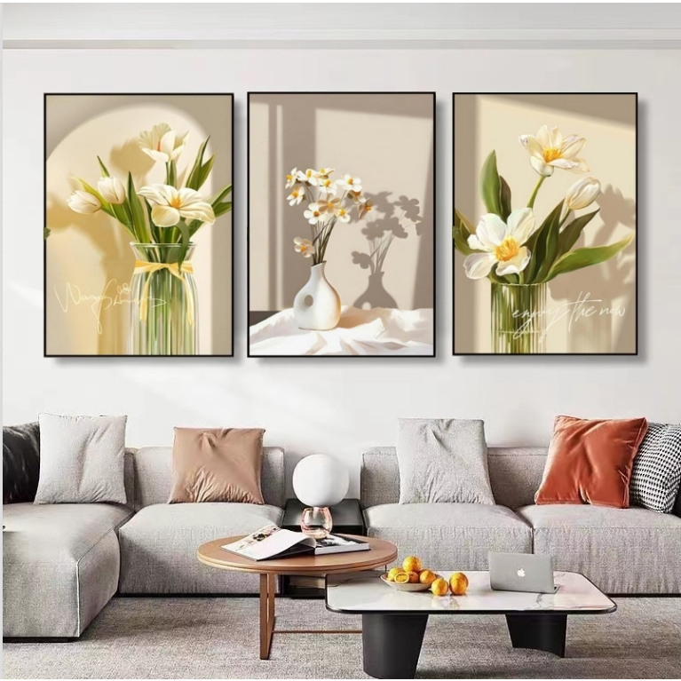 (1 กลุ่ม 3 รูป) ภาพวาดตกแต่งบ้านพร้อมกรอบ 30 * 40 ซม. ตกแต่งบ้านภาพใบไม้ภาพตกแต่งบ้าน - รูปที่ 4