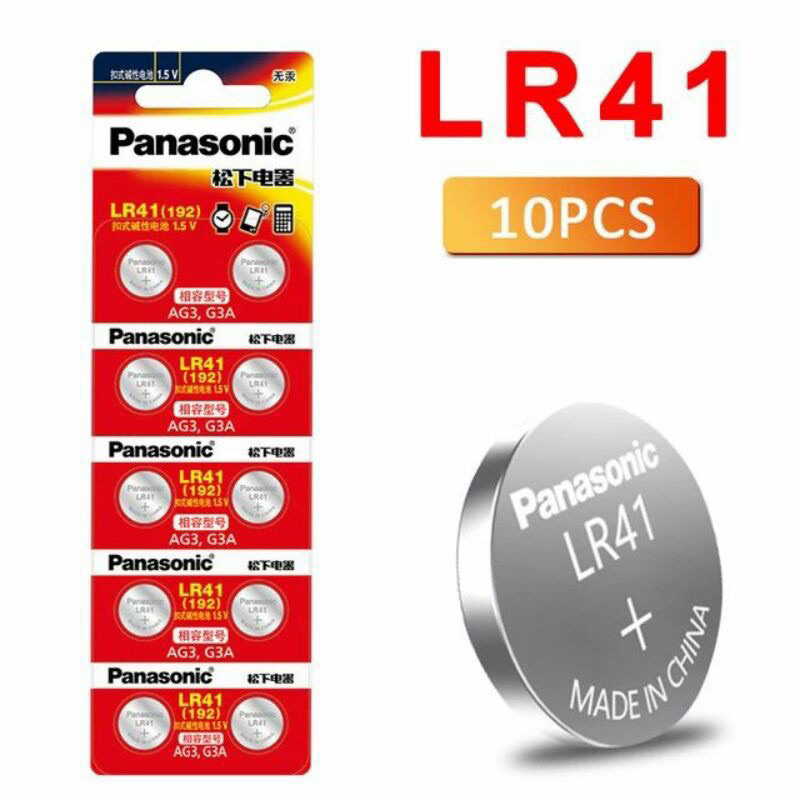Panasonic ถ่านกระดุม (LR41,AG3,LR736) 1.5V Alkaline Battery 1เเผง10ก้อน