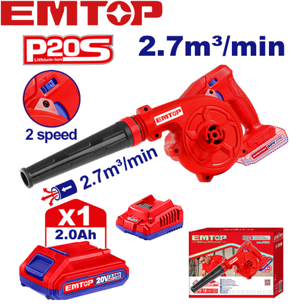 EMTOP เครื่องเป่าลม แบตเตอรี่ ไร้สาย 20 โวลท์ รุ่น ELAB200581 ( Lithium-Ion Blower )
