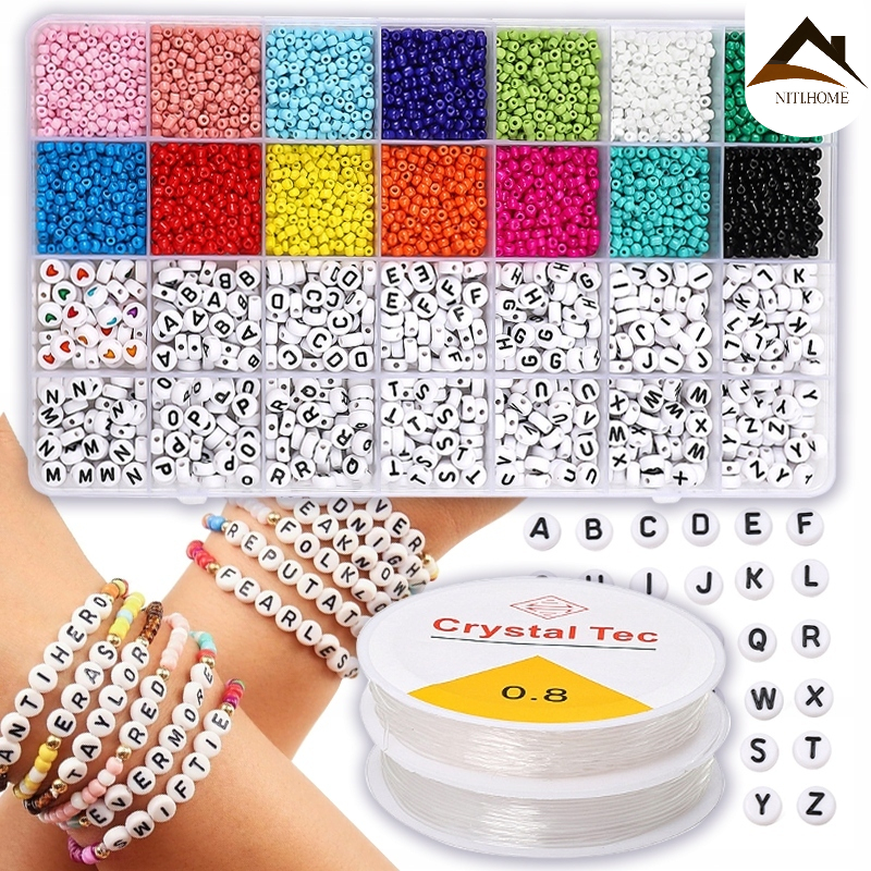 ของเล่นเสริมพัฒนาการ ชุดร้อยลูกปัด DIY ของเล่นศิลปะ ลูกปัดกว่า 450 ชิ้น พร้อมอุปกรณ์และกล่องจัดเก็บ 24 ช่อง