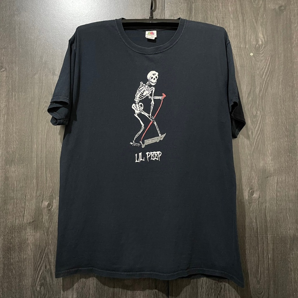 เสื้อยืดแรปเปอร์ LIL PEEP black OG Skeleton T-Shirt Size L อก 44