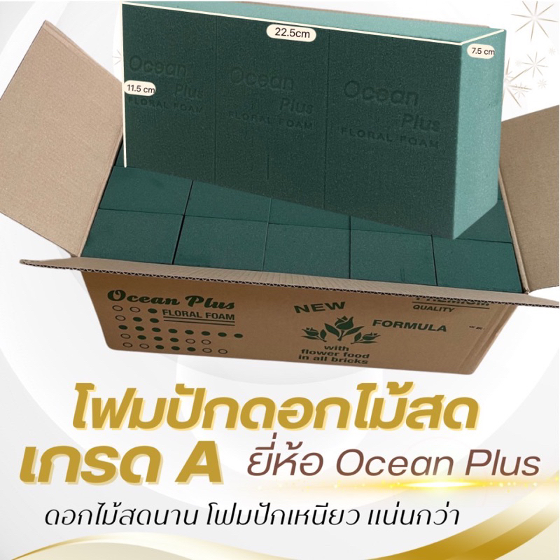 โฟมปักดอกไม้สดOcena Plus 1 ลัง Flora Foam โอเอซิส จัดดอกไม้ จัดงานพิธีต่างๆ อุ้มน้ำดี ดอกไม้สดนาน