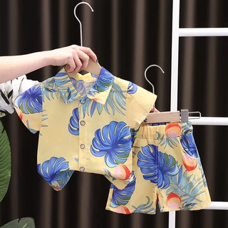 ชุดเสื้อฮาวาย ชุดเสื้อเชิ้ตเด็ก เสื้อ +กางเกง ลายสวย ผ้านิ่ม ใส่เที่ยวสวยมากๆ ไซส์80-160