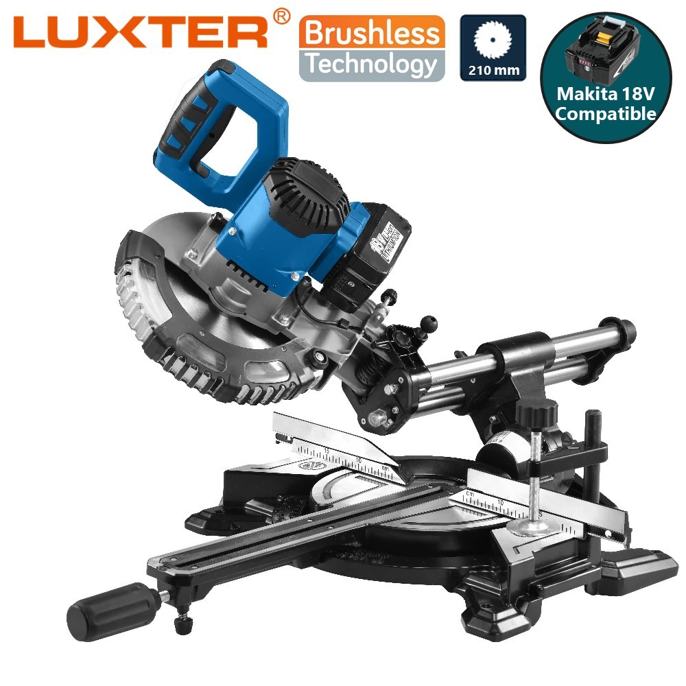 แท่นเลื่อยองศาสไลด์ไร้สาย Luxter 20V 210mm Brushless Sliding Miter Saw ใช้ร่วมกับแบต Makita