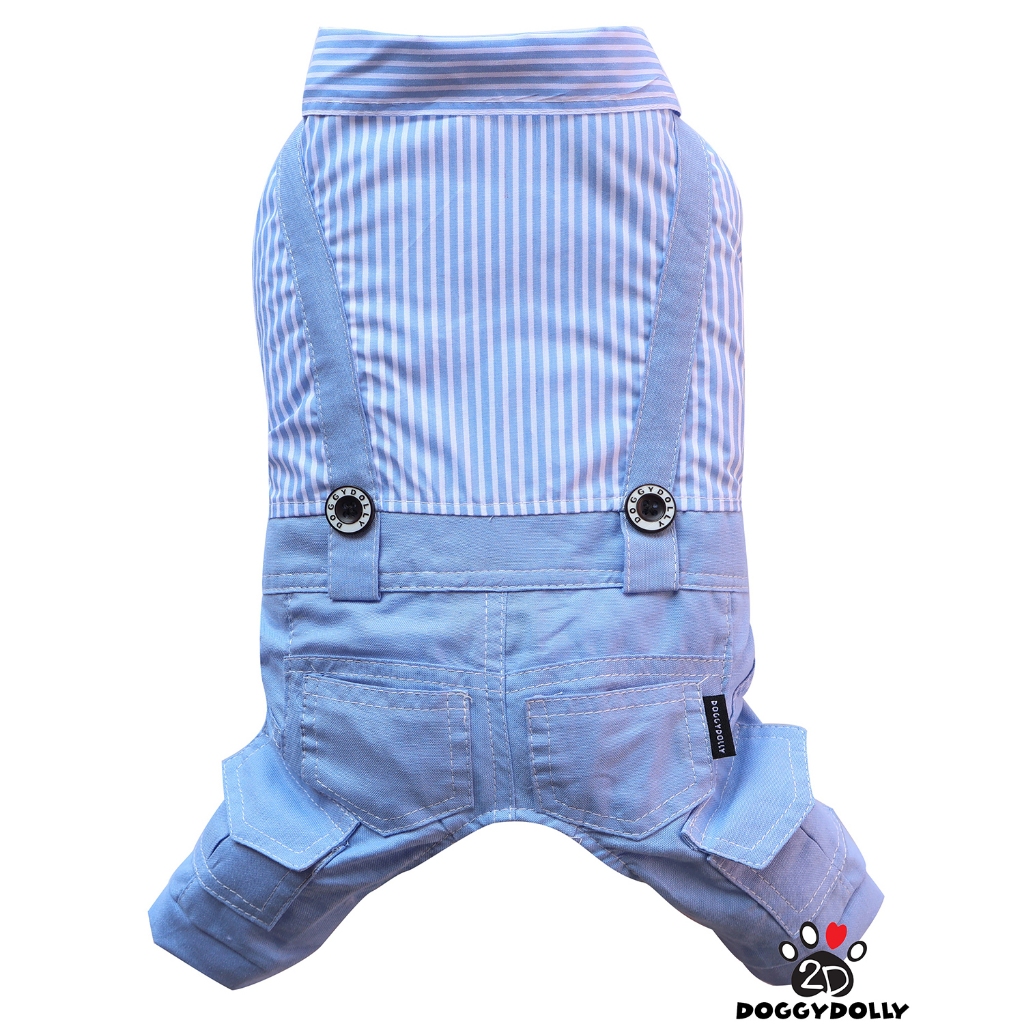 Pet clothes -Doggydolly เสื้อผ้าแฟชั่น สัตว์เลี้ยง หมาแมว ชุดกางเกง สีฟ้า เชิ๊ตกางเกง คอปก ขนาดไซส์ 1-9 โล C416