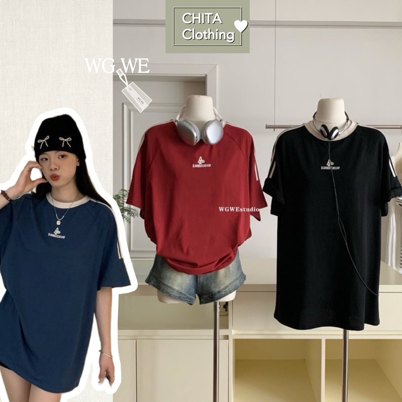 สื้อแขนสั้นคอกลม สกรีนลายช่วงอก TAG:WG.WE