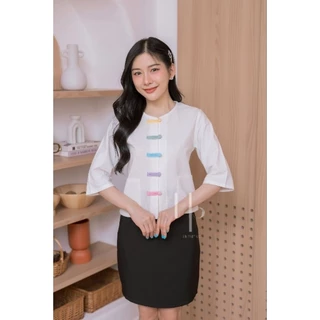 เสื้อผ้าฝ้ายเนื้อนุ่ม กระดุมหลากสี พาสเทลน่ารักสดใส