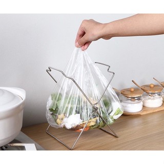 ถังขยะพับได้ ที่แขวนถุงขยะ สแตนเลส พับเก็บง่าย ใช้กับถุงพลาส…