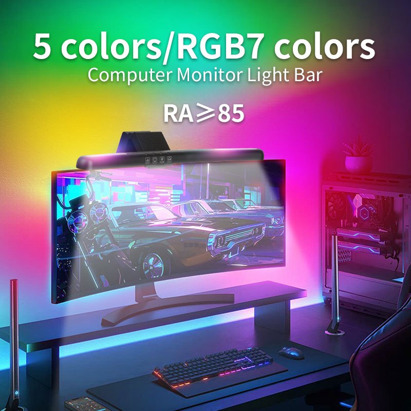 โคมไฟมอนิเตอร์ Touch Dimming Monitor Hanging Lamp USB โคมไฟแขวนจอคอม RGB Backlight Screen Light Bar สำหรับโคมไฟอ่านห