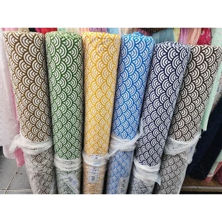 ผ้าถ่ายพร็อพ สไตล์ญี่ปุ่น ลาย คลื่น เกล็ดปลา สไตล์ญี่ปุ่น ปูรองนั่ง ถ่ายงาน ฉาก ม่าน ปูโต๊ะ คอตตอน ทีซี กว้าง 110-115ซม
