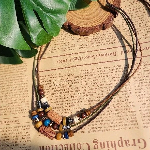 พร้อมส่ง สร้อยคอ ลูกปัดไม้สไตล์โบฮีเมียนBead Bohemian Necklace