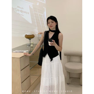 📍พร้อมส่ง📍8183💌เสื้อ vest แมทช์กับลุคไหนก็ดูดี เนื้อผ้าดี มีซับใน มาพร้อมสายไขว้คอ TAG:WG.WE 🇰🇷