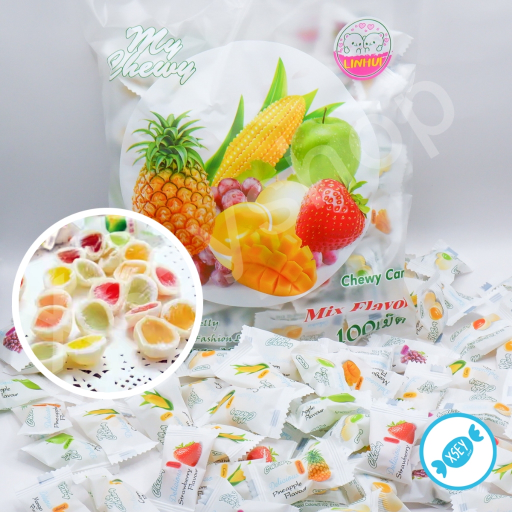(อย.ไทย, ฮาลาล) ลูกอมนมชิววี่ รวม 6 รส อร่อยๆ  1 ห่อ 100 เม็ด
