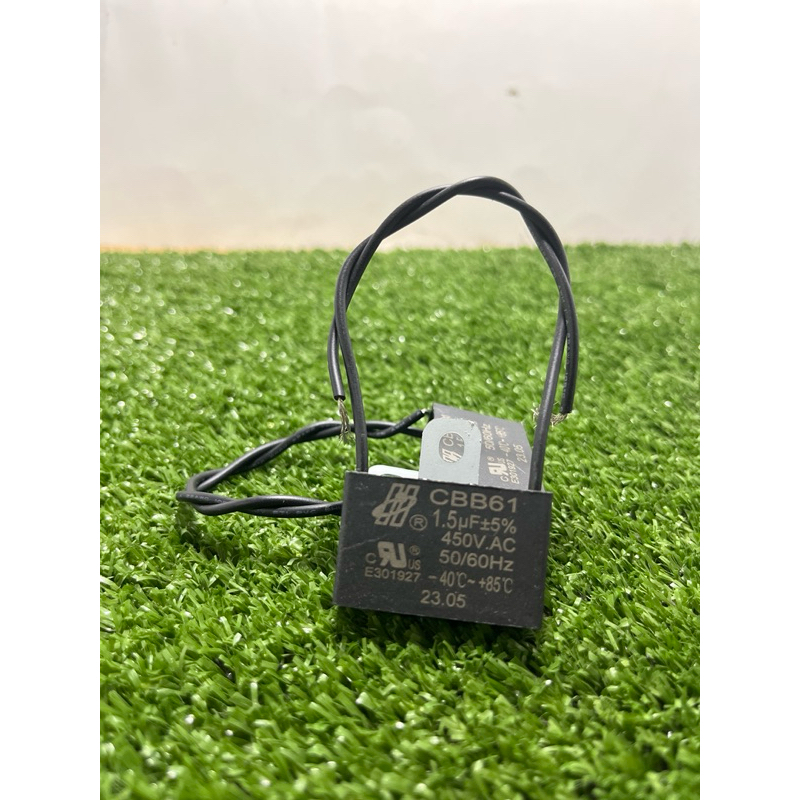 คาปาซิเตอร์พัดลม 1.5uf/450v ยี่ห้อHO ใช้กับ ฮาตาริ มิตซู cap อะไหล่พัดลมHATARI  capacitorพัดลม 12",1