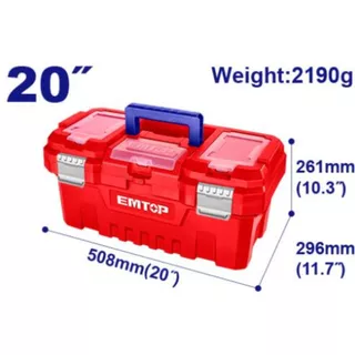 EMTOP กล่องเครื่องมือ PVC 14 นิ้ว / 17 นิ้ว / 20 นิ้ว แบบตัวล็อคพลาส / ตัวล็อคเหล็ก