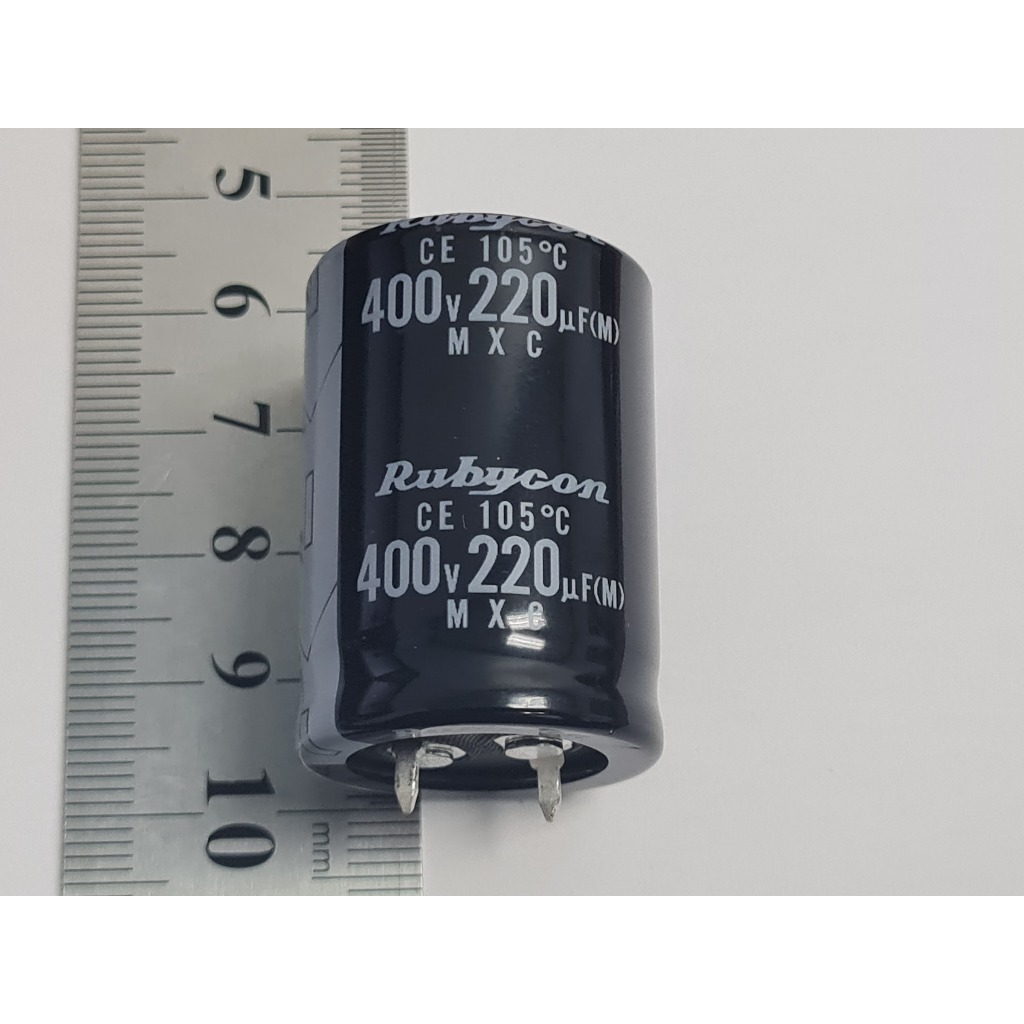 คาปาซิเตอร์ 220uF 400V Rubycon Capacitor 220uf 400V 105C ขาเขี้ยว