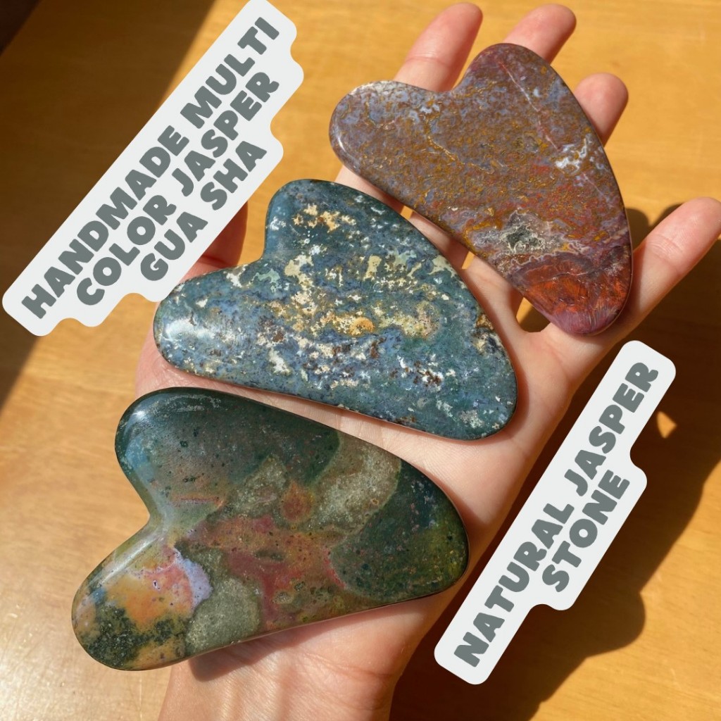 Handmade Multi Color Jasper Gua Sha Set 2 หินกัวซา แฮนเมด หินแจสเปอร์ ชุดที่ 2