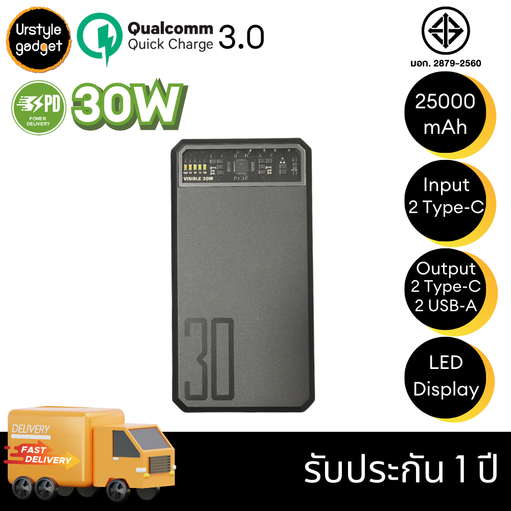 Eloop Orsen E43 Quick Charge PowerBank แบตสำรอง พาวเวอร์แบงค์ 25000mAh รองรับ QC3.0 & PD (30W)