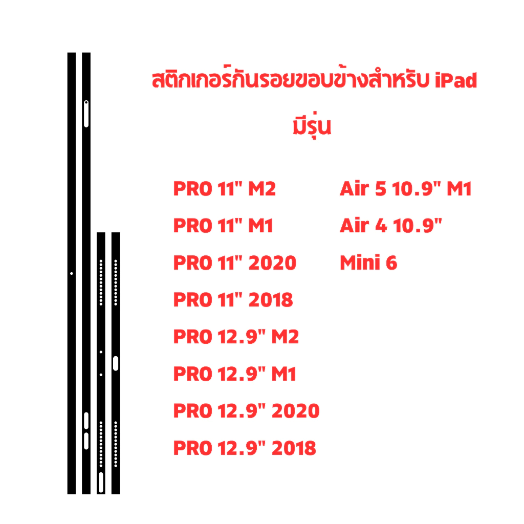 สติกเกอร์กันรอยขอบแท็บเล็ต สำหรับรุ่นยอดนิยม - ใช้ได้กับทุกรุ่นแท็บเล็ตพรีเมียม