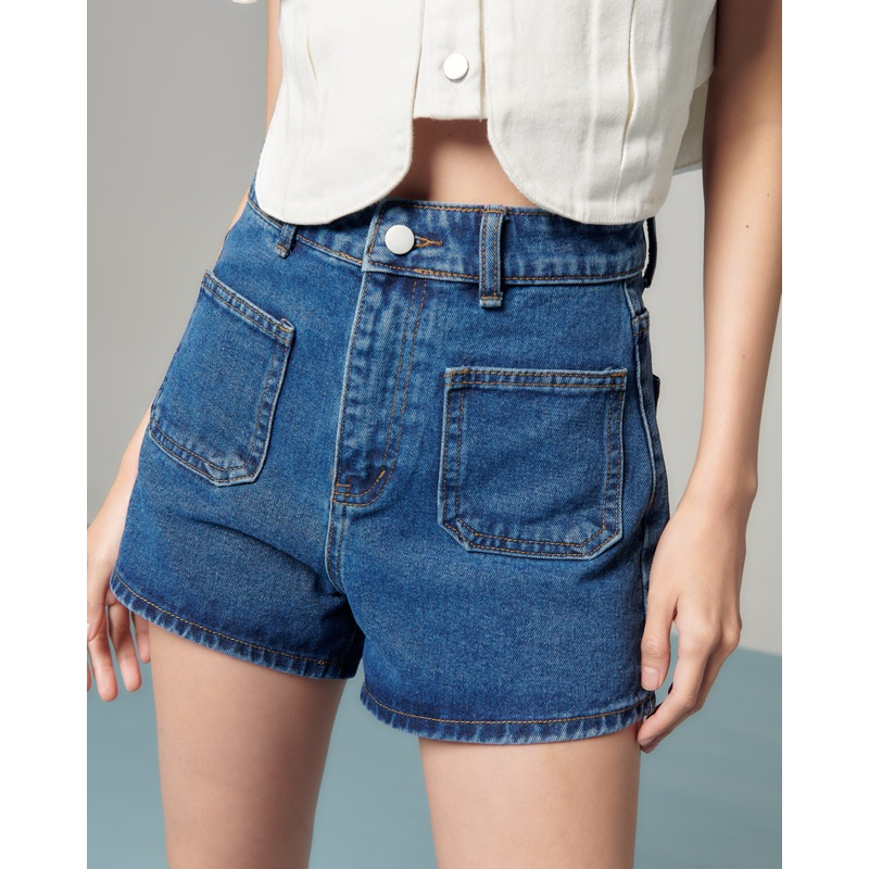 WEEKEND WARDROBROBE - Pocket Short Jeans - กางเกงยีนส์ขาสั้น กระเป๋าหน้าแบบคู่