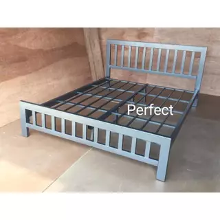 Perfect เตียงเหล็กกล่อง เหล็กหนาพิเศษขนาด 6 ฟุต สีขาว สีดำ สีน้ำตาล สีระเบิดเงิน