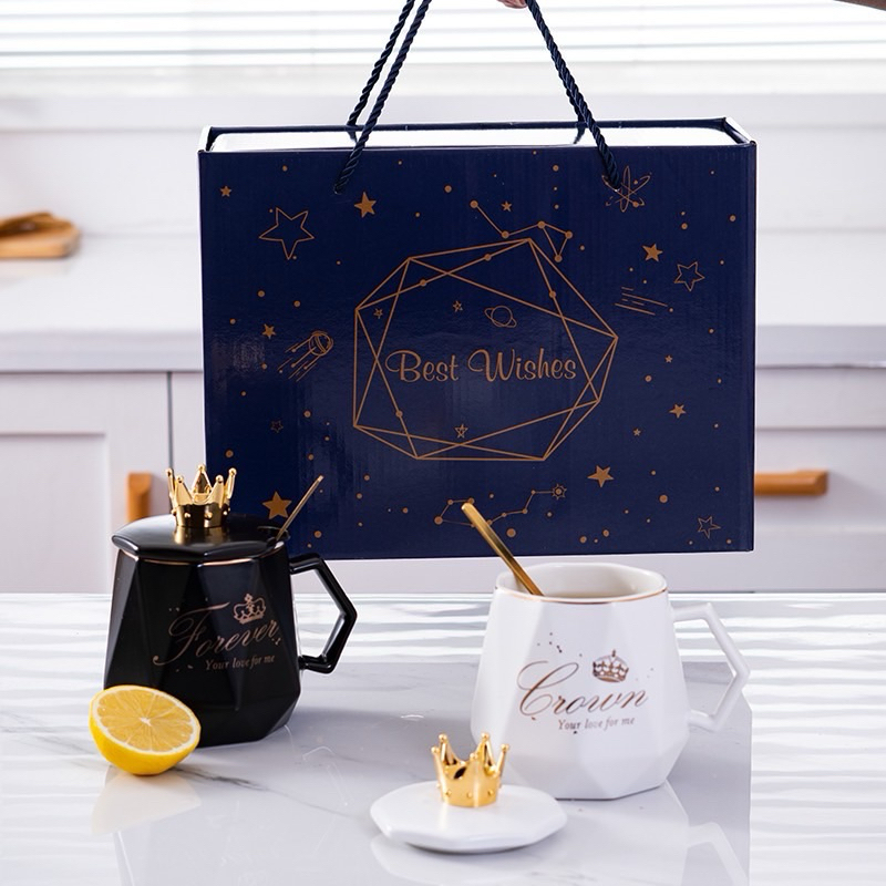 ชุดแก้วเซรามิค พร้อมช้อน พร้อมกล่อง แก้วกาแฟ (400ML)ceramic ทนความร้อนได้ดี แพ็คเกจสวยงาม เหมาะเป็นของขวัญของฝาก