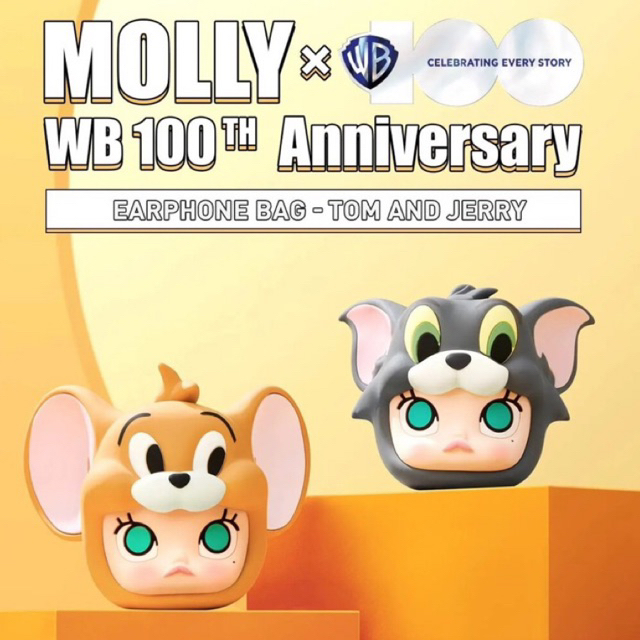 ของแท้💯 MOLLY X Warner Bros. 100th Anniversary Series-Earphone Bag (Tom and Jerry) พร้อมส่ง