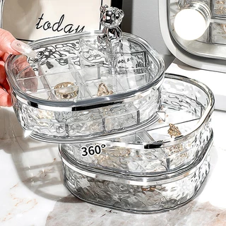 สินค้าพร้อมส่ง ชั้นใส่เครื่องประดับอะคริลิกหมุนได้360องศา กล่องใส่เครื่องประดับแบบใส
