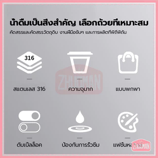 กระบอกน้ํา ขวดใส่น้ํา1300ML กระติกน้ําเก็บความเย็น สแตนเลส316 ดับเบิ้ลล็อคป้องกันการรั่วซึม เก็บอุณหภูมิ ได้ยาวนาน