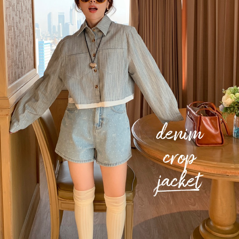 SOMEDRESS | Denim Crop Jacket แจ็คเก็ตยีนส์ทรงครอป