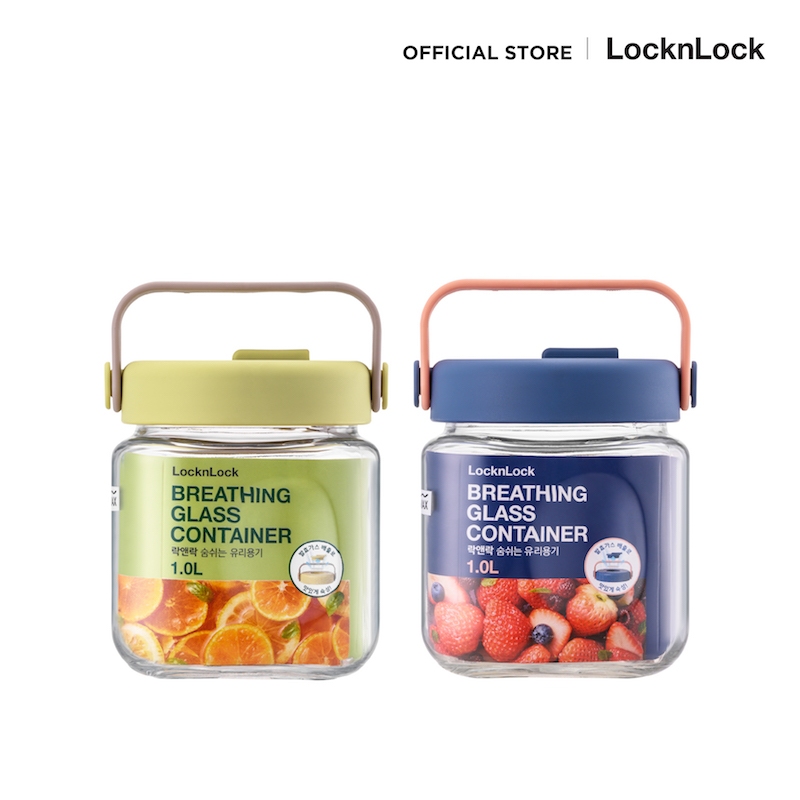 LocknLock ขวดโหลแก้วถนอมอาหาร พร้อมหูหิ้ว Breathing Glass Container ความจุ 1 L. รุ่น LNG551