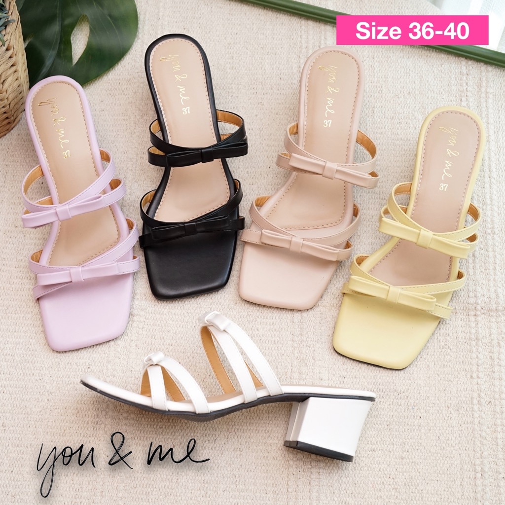 You & Me ( 🇹🇭Ready to ship) รองเท้าผู้หญิง ส้นสูง รองเท้าเเฟชั่นผู้หญิง YM-076