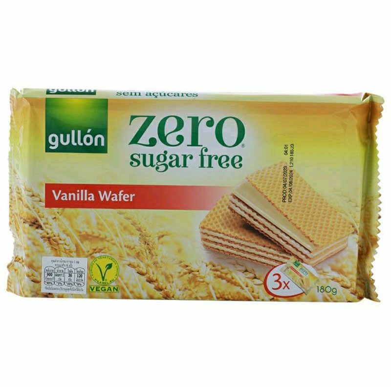 กูยอง เวเฟอร์รสวนิลาสูตรไร้น้ำตาล Gullon Sugar Free Vanilla Wafer 180g.