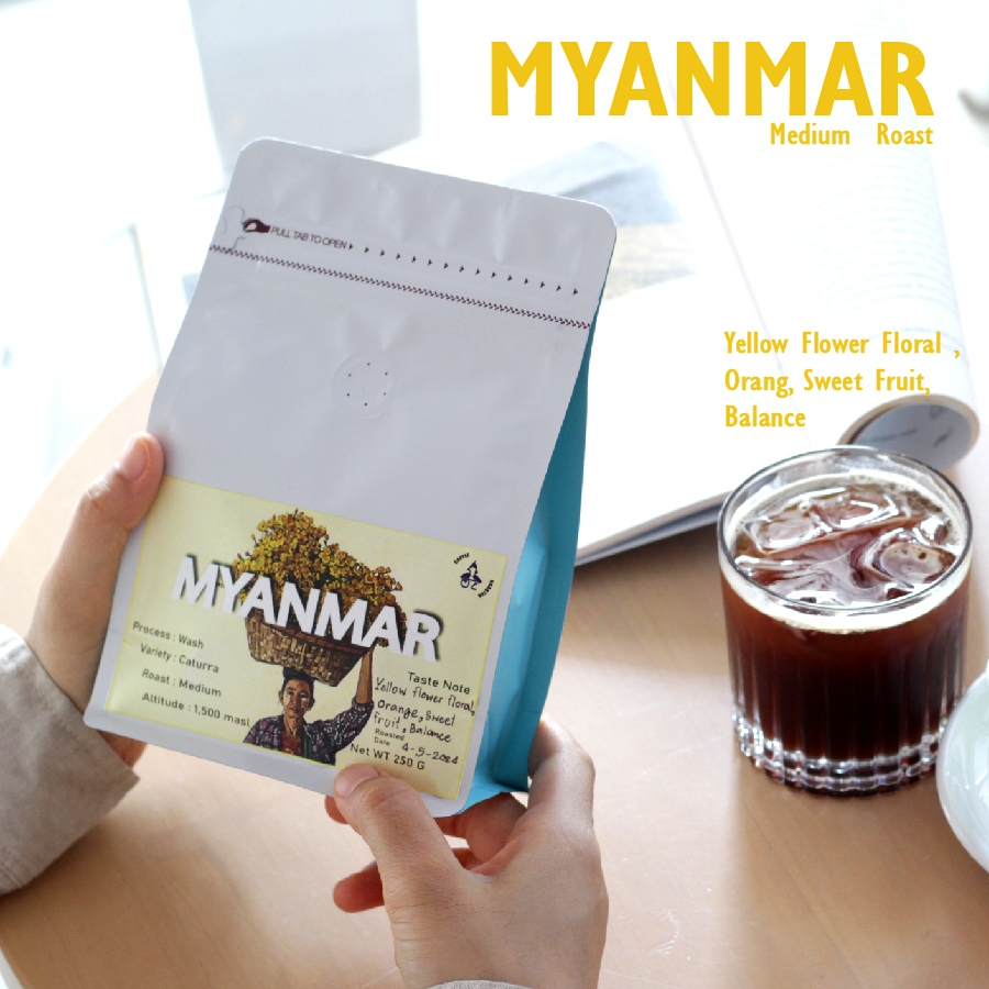 Myanmar เมล็ดกาแฟ Single origin คั่วกลางค่อนอ่อน Oz Coffee Roaster Shop ขนาด 250 กรัม