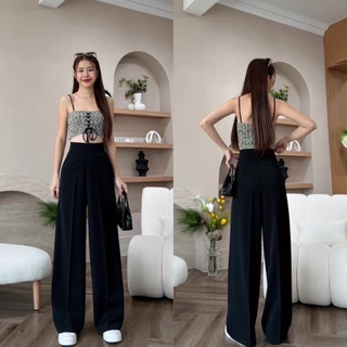 T11 New Linly Pants ซิปด้านหลัง เอวสูงปรี๊ด ผ้าลินลี่ กางเกงทรงกระบอกใหญ่ กางเกงขายาว ผู้หญิง เอวสูง พรางหุ่น พรางสะโพก