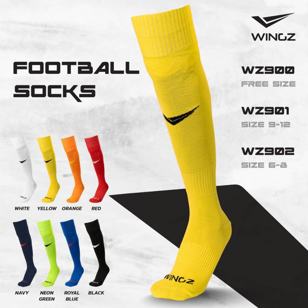 ถุงเท้าฟุตบอลยาว [Wingz Football socks] ถุงเท้ากีฬาแบบยาวกระชับนุ่มสบาย ยืดหยุ่น Mini mall x Wingz